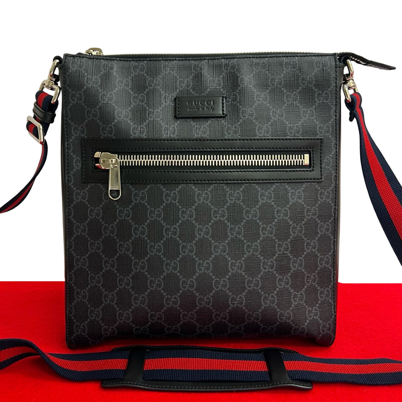 GUCCI Shoulder Bag leather black Sherry line