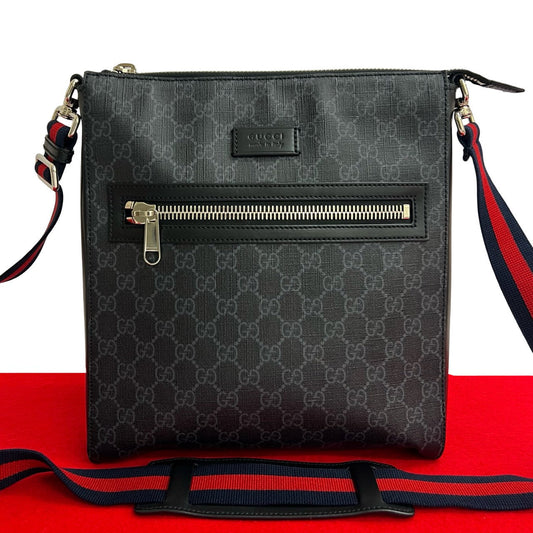 GUCCI Shoulder Bag leather black Sherry line