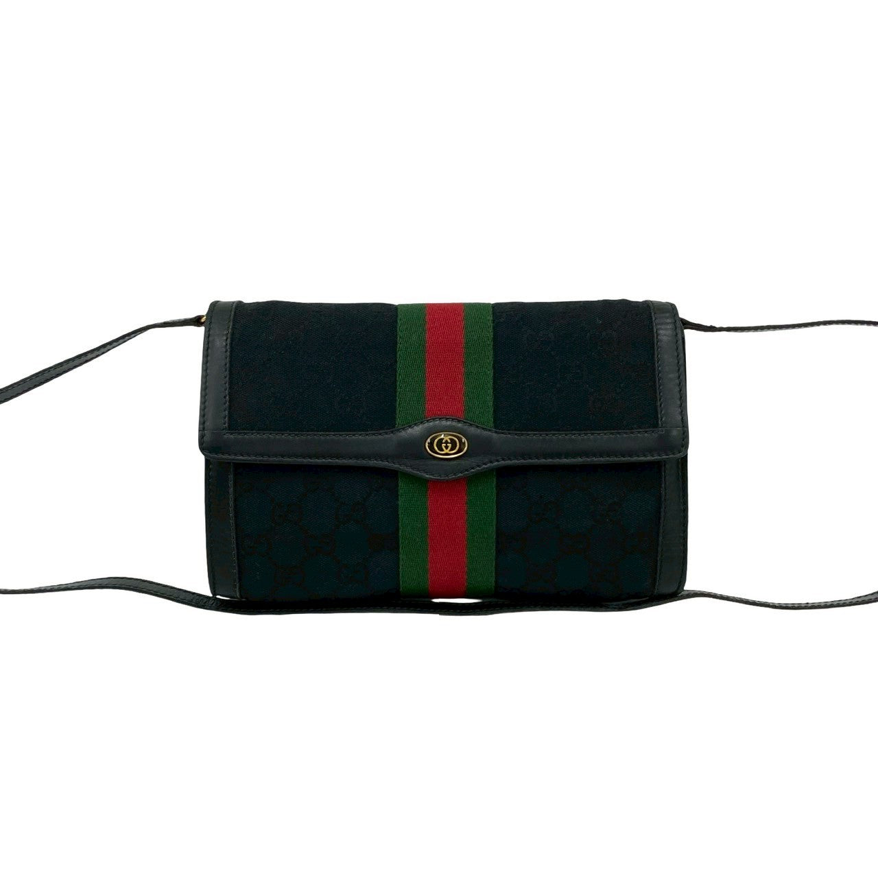 GUCCI Shoulder Bag GG canvas black Sherry line