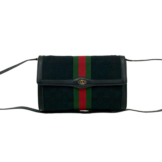 GUCCI Shoulder Bag GG canvas black Sherry line