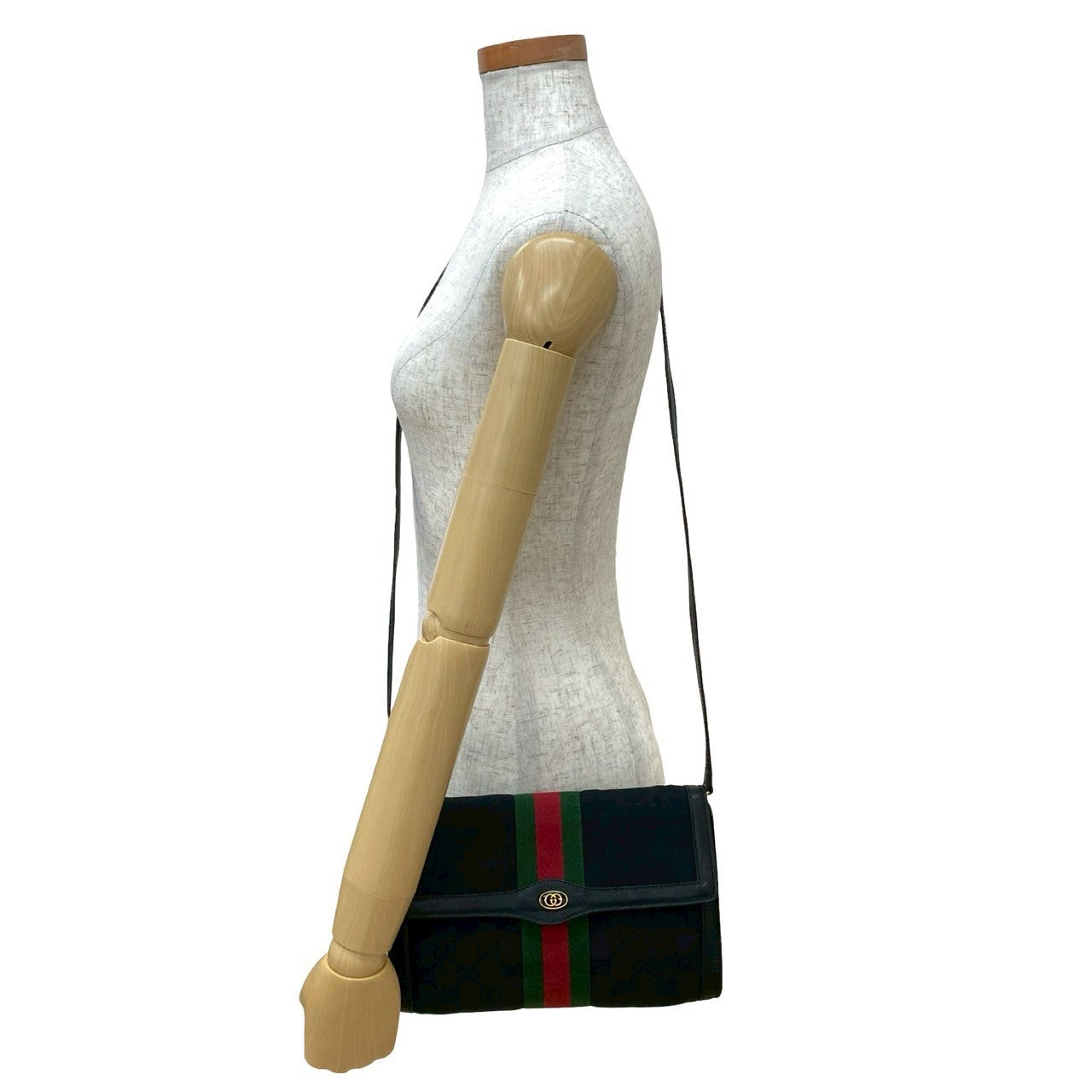 GUCCI Shoulder Bag GG canvas black Sherry line