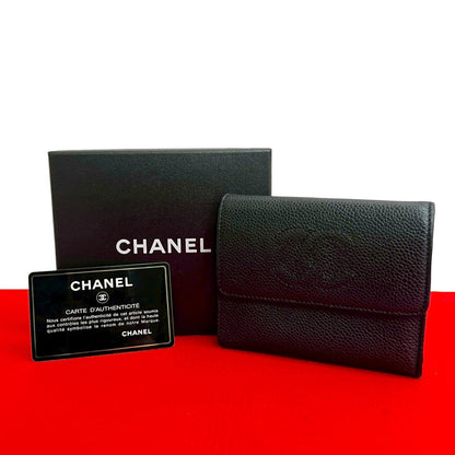 CHANEL Bifold Wallet Matt caviar skin black