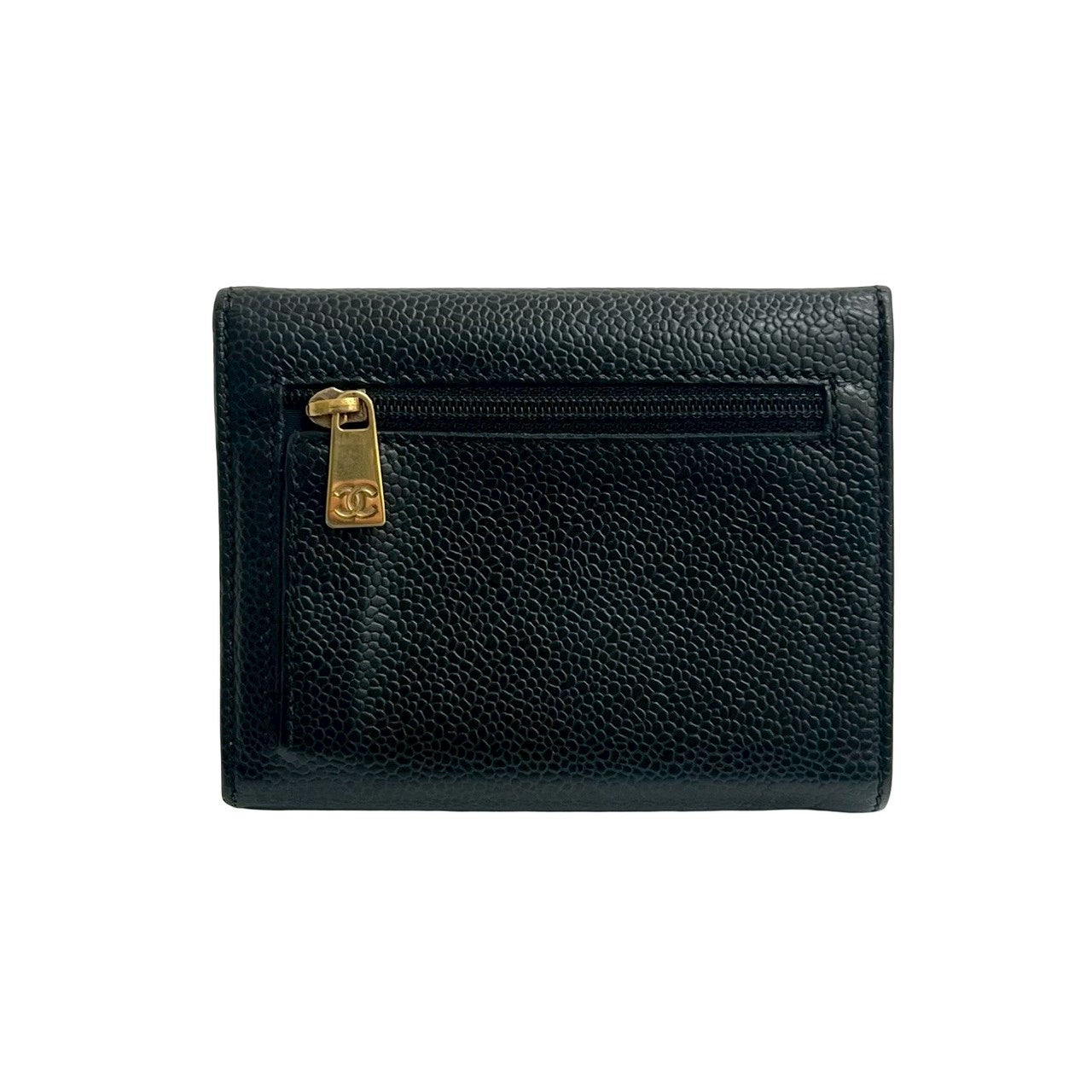 CHANEL Bifold Wallet Matt caviar skin black