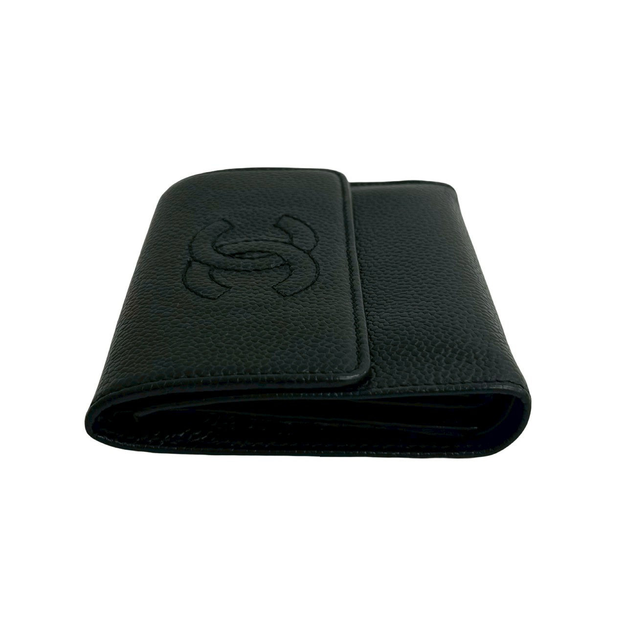 CHANEL Bifold Wallet Matt caviar skin black