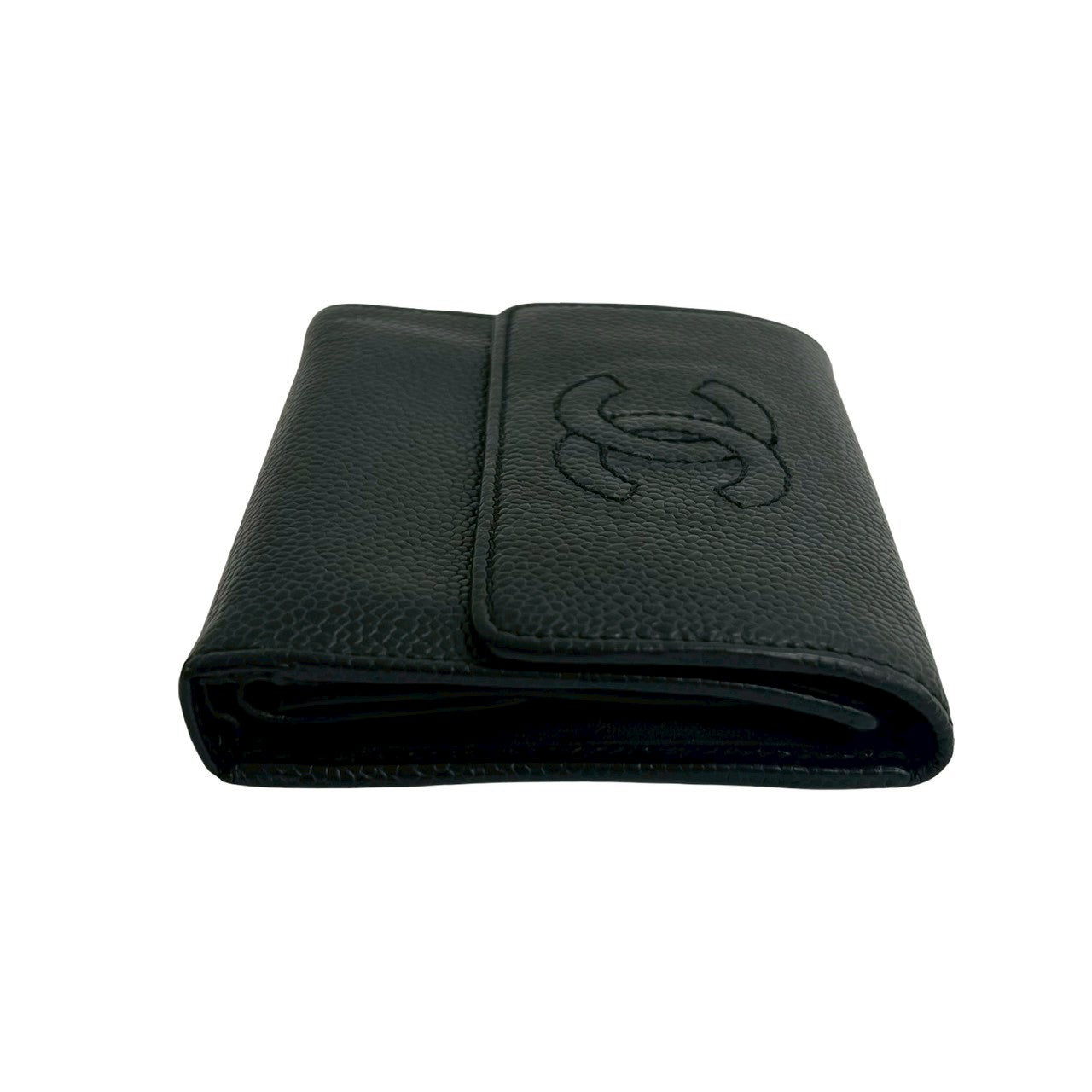 CHANEL Bifold Wallet Matt caviar skin black
