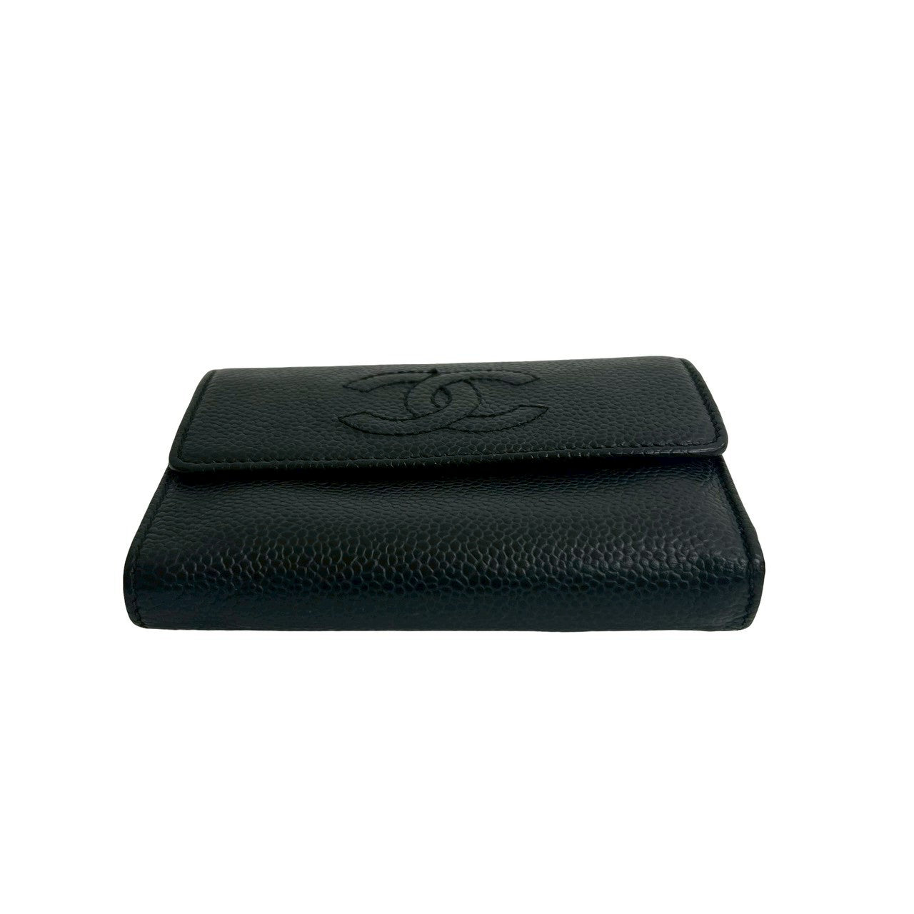 CHANEL Bifold Wallet Matt caviar skin black