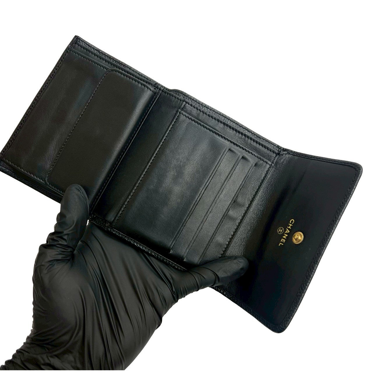 CHANEL Bifold Wallet Matt caviar skin black