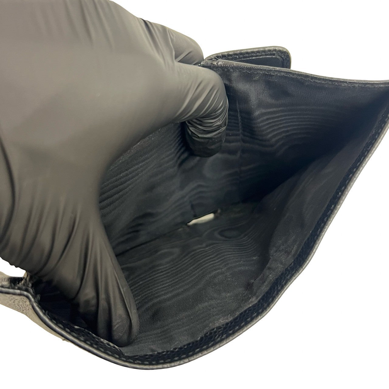 CHANEL Bifold Wallet Matt caviar skin black