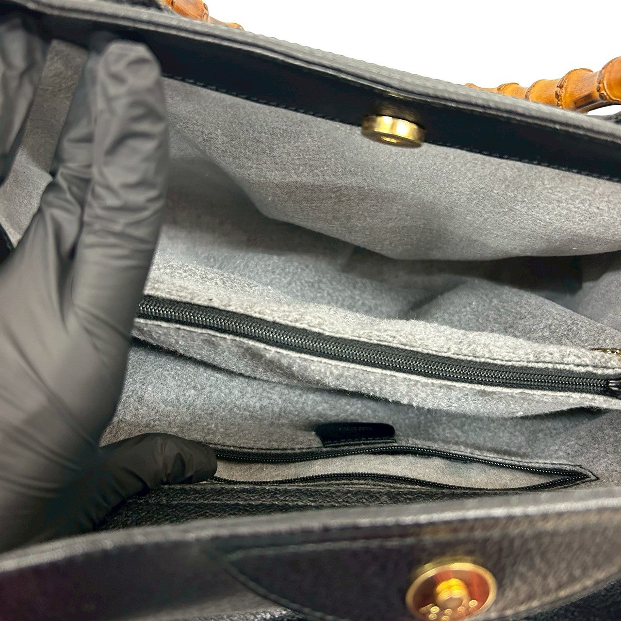 GUCCI Handbag leather black Bamboo