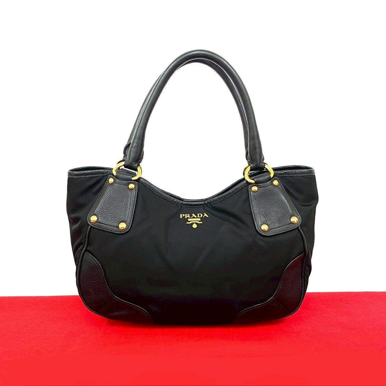 PRADA Tote Bag leather black