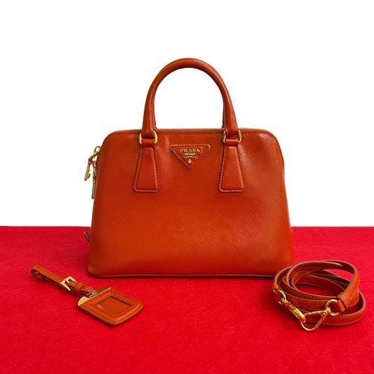 PRADA Shoulder Bag Patent leather Orange