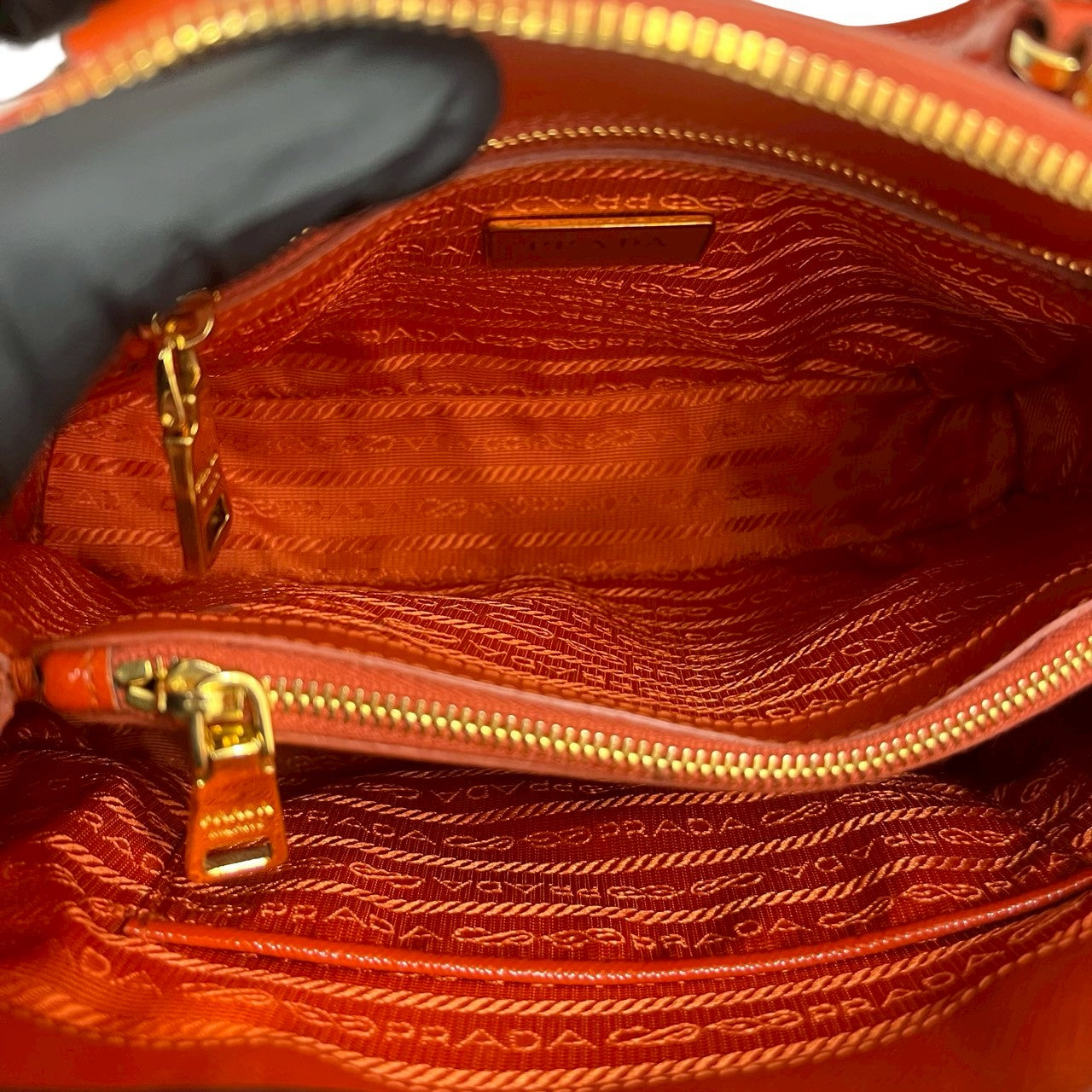 PRADA Shoulder Bag Patent leather Orange