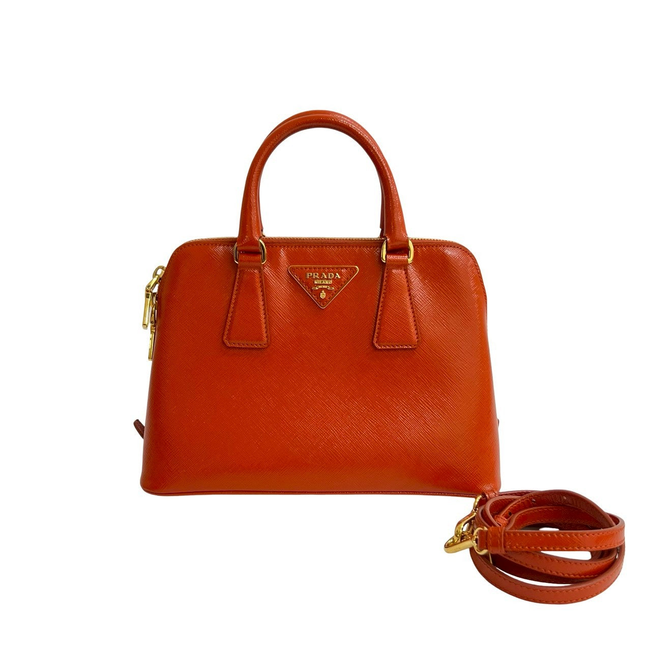 PRADA Shoulder Bag Patent leather Orange