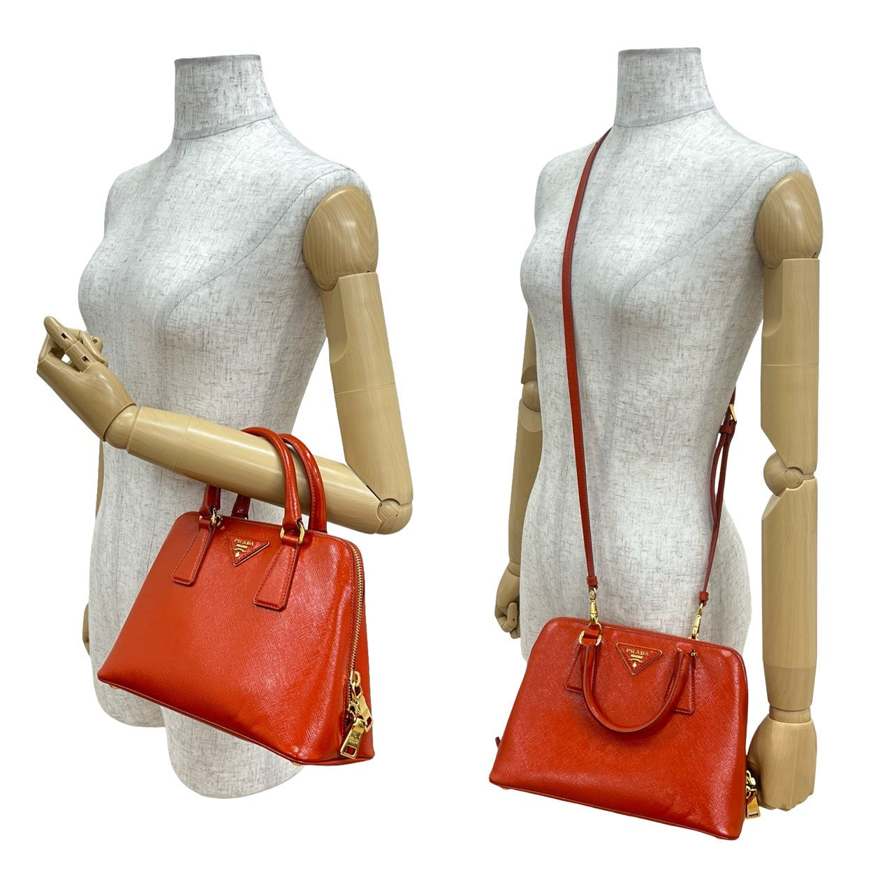 PRADA Shoulder Bag Patent leather Orange