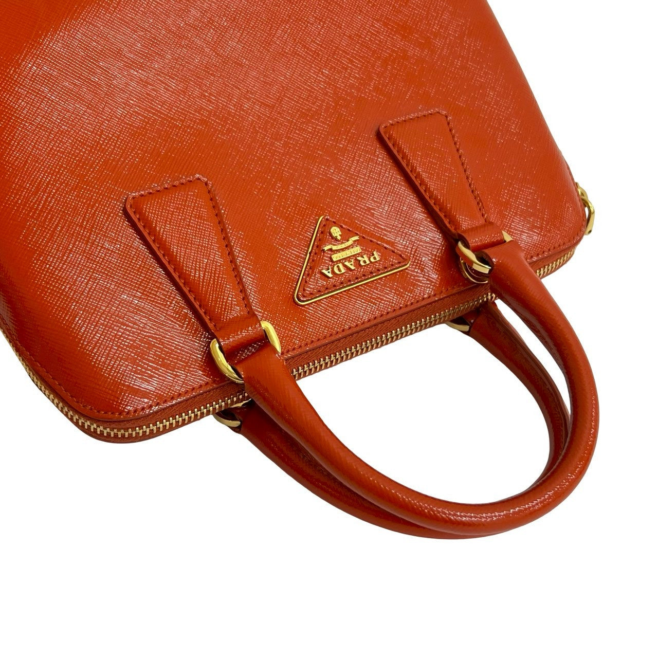 PRADA Shoulder Bag Patent leather Orange
