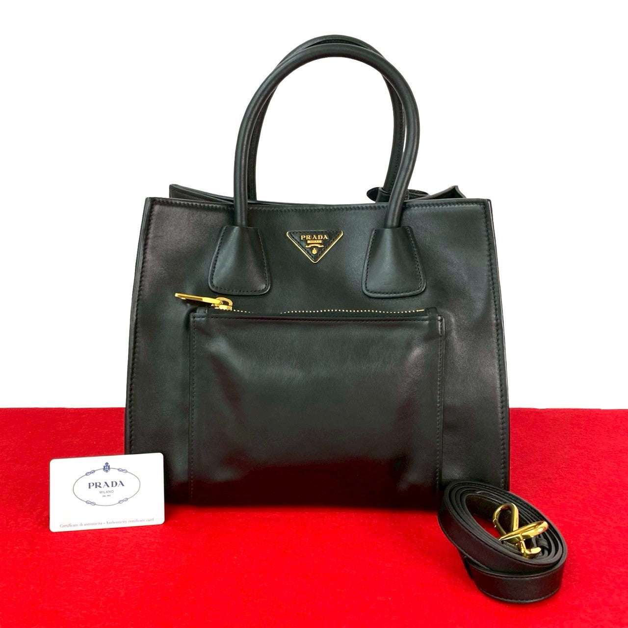 PRADA Shoulder Bag leather black