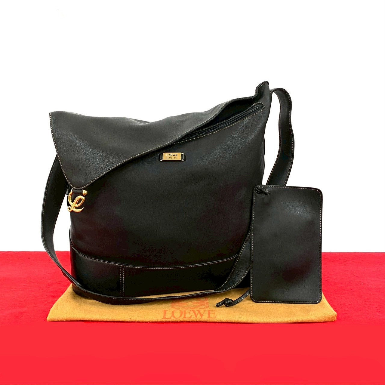 LOEWE Shoulder Bag leather black Anton