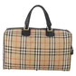 Burberrys Nova Check Boston Bag Canvas Brown Gold