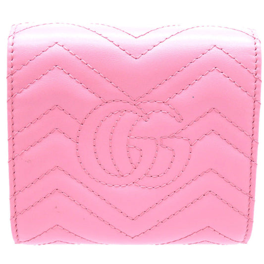 GUCCI Bifold Wallet 598629 leather pink Compact wallet GG Marmont Women Used Authentic