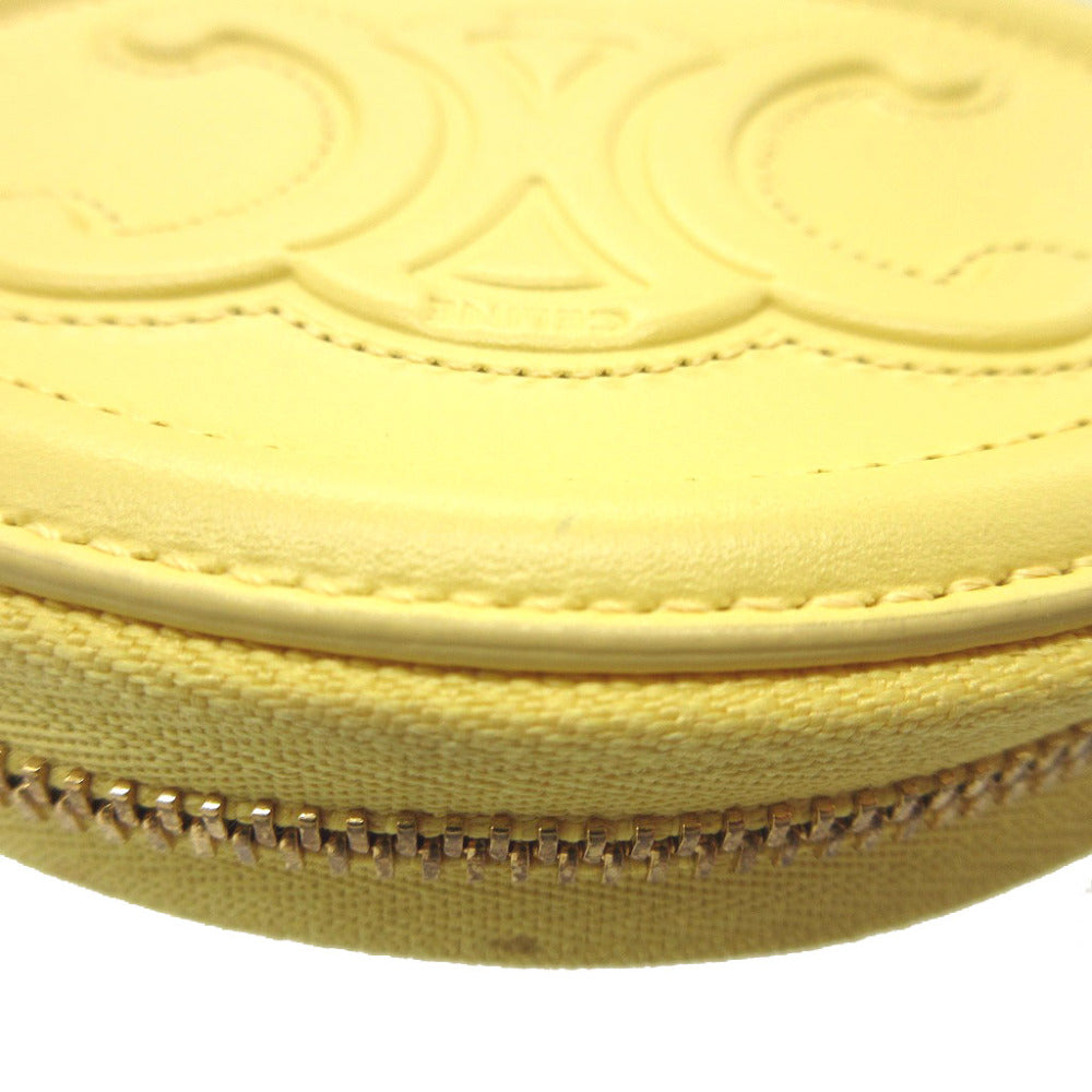 CELINE Coin case 10I483 leather yellow Triomphe unisex(Unisex) Used Authentic