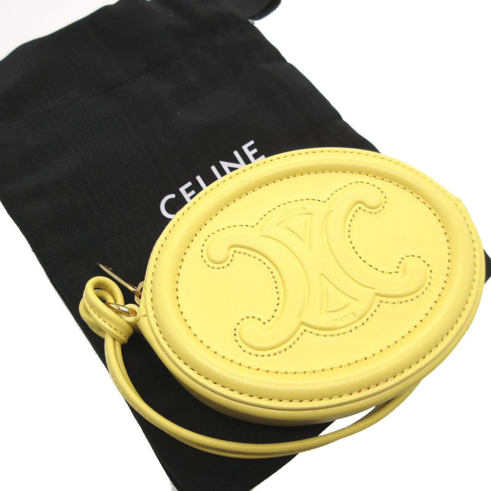 CELINE Coin case 10I483 leather yellow Triomphe unisex(Unisex) Used Authentic