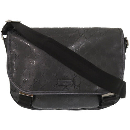 GUCCI Shoulder Bag 201732 PVC coated canvas black GG implementation Messenger bag mens Used Authentic