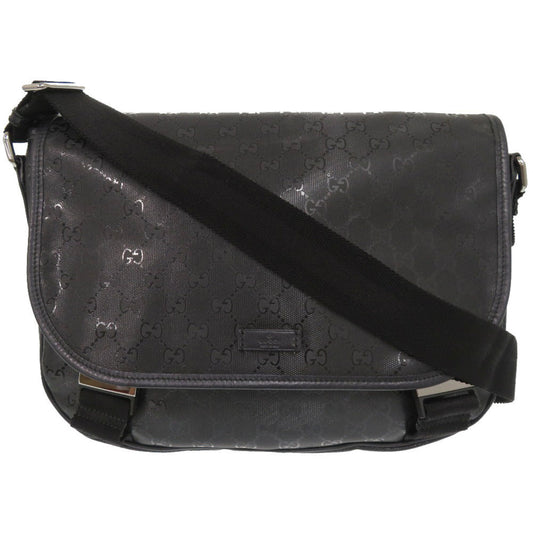 GUCCI Shoulder Bag 201732 PVC coated canvas black GG implementation Messenger bag mens Used Authentic