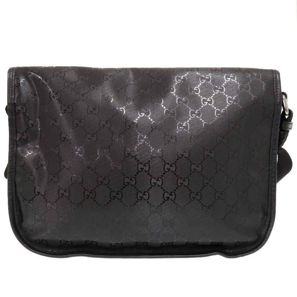 GUCCI Shoulder Bag 201732 PVC coated canvas black GG implementation Messenger bag mens Used Authentic