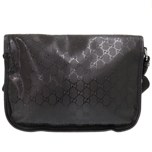 GUCCI Shoulder Bag 201732 PVC coated canvas black GG implementation Messenger bag mens Used Authentic