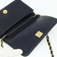 CHANEL Push Lock Chain Shoulder Bag Lambskin Navy Gold CC