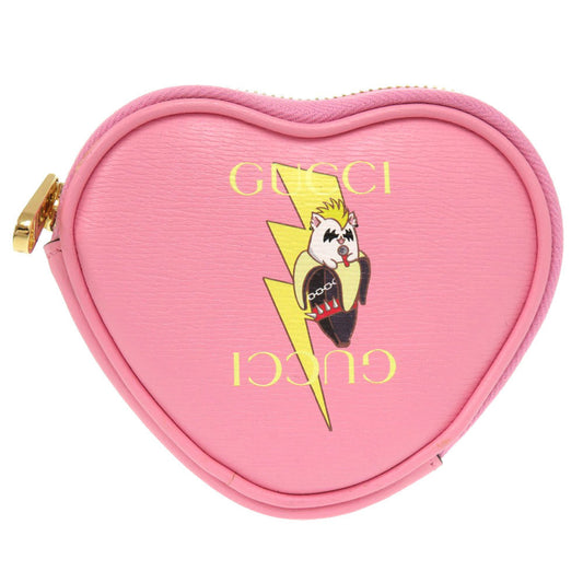 GUCCI Coin case 701062 leather pink x Banana Women Used Authentic