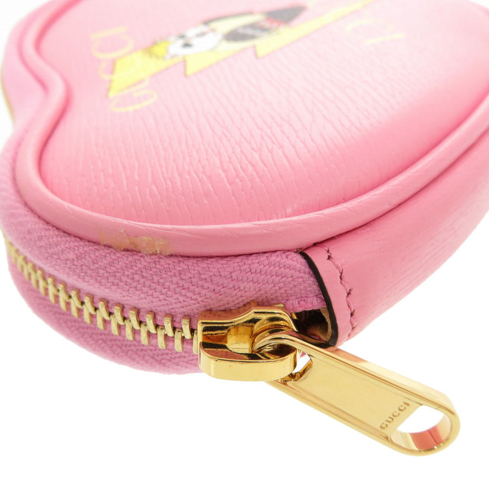GUCCI Coin case 701062 leather pink x Banana Women Used Authentic