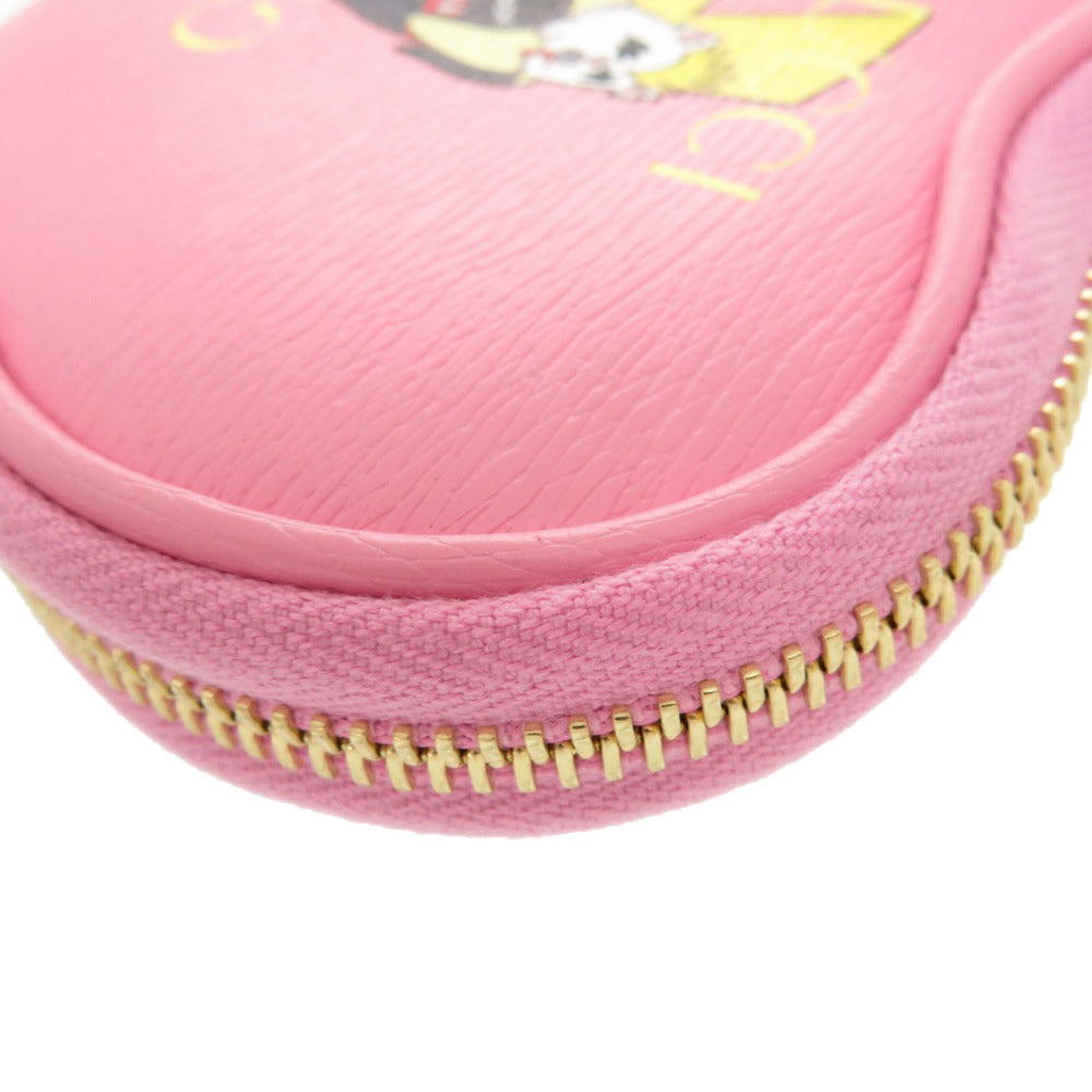 GUCCI Coin case 701062 leather pink x Banana Women Used Authentic