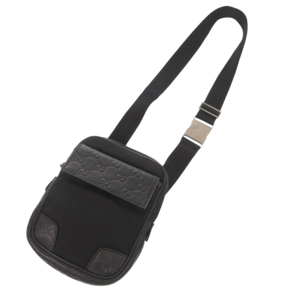 GUCCI Waist bag 161823 Nylon, Leather black Guccisima
