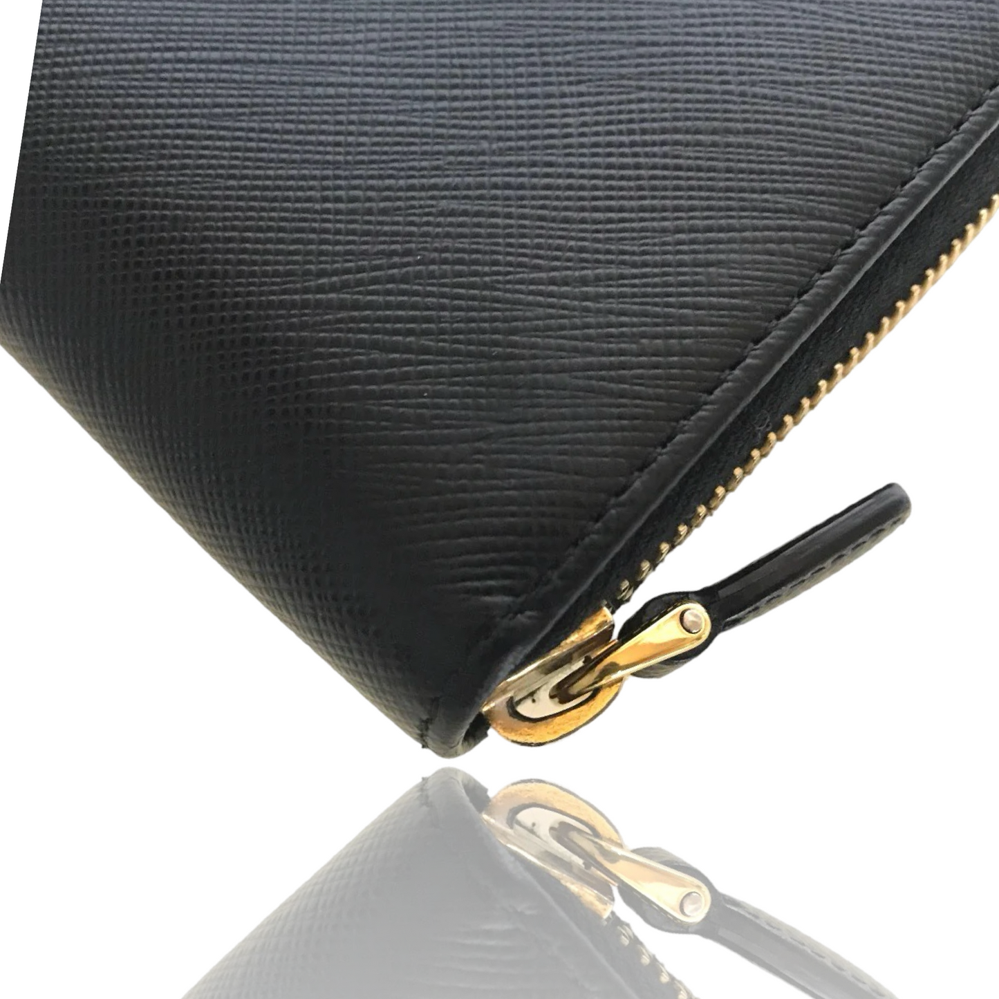PRADA SAFFIANO ROUND ZIP LONG WALLET GOLD