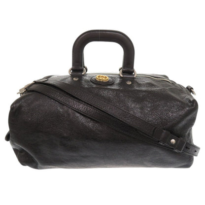 GUCCI Boston Duffel bag 587866 leather black Interlocking G