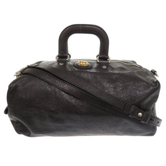 GUCCI Boston Duffel bag 587866 leather black Interlocking G