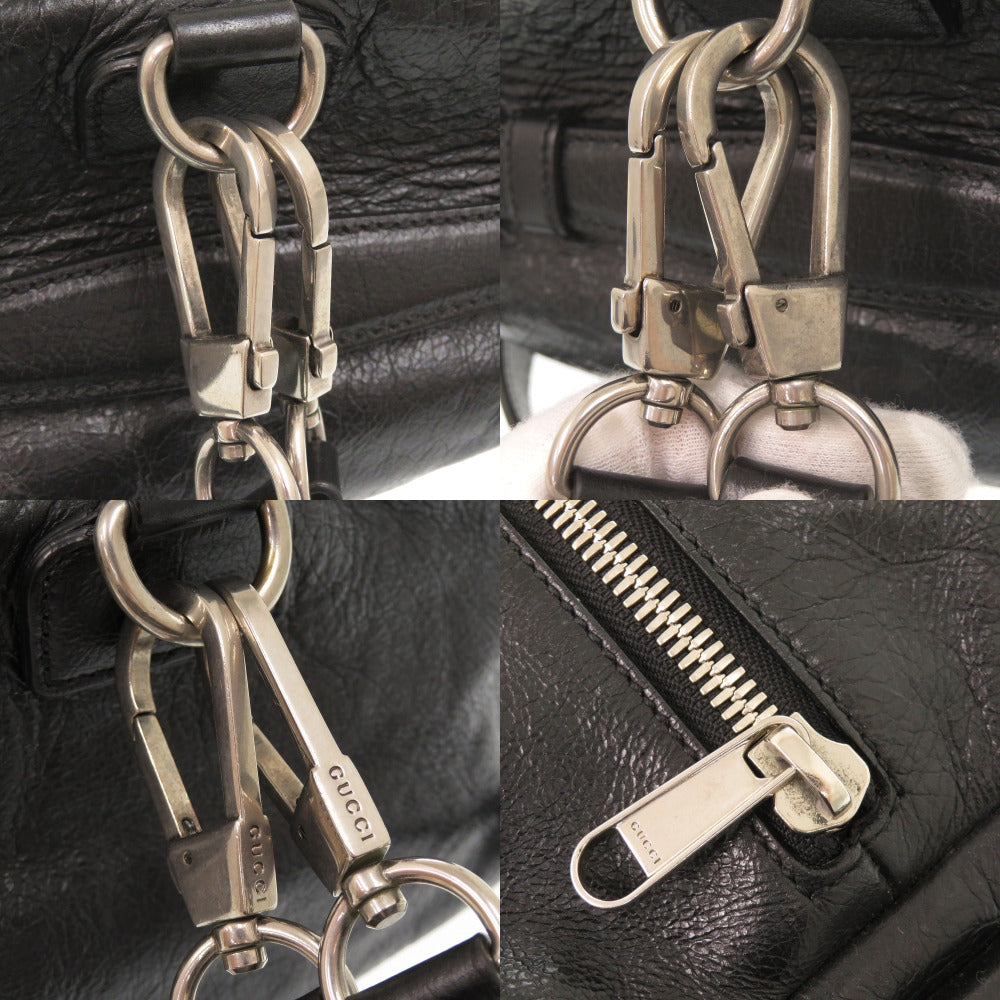 GUCCI Boston Duffel bag 587866 leather black Interlocking G