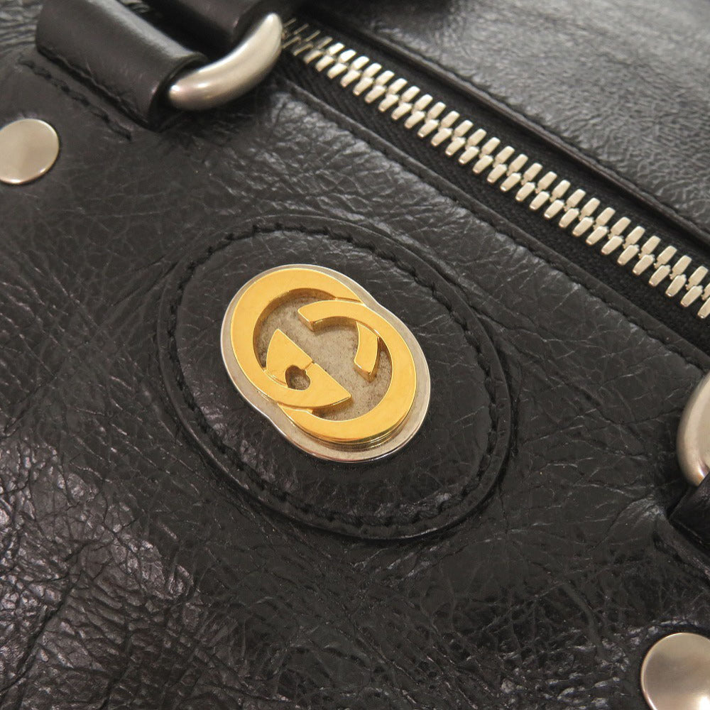 GUCCI Boston Duffel bag 587866 leather black Interlocking G