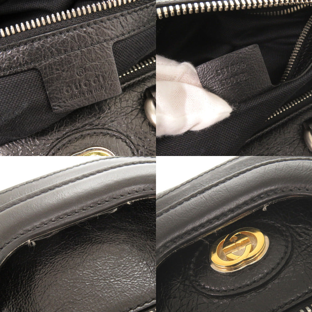 GUCCI Boston Duffel bag 587866 leather black Interlocking G