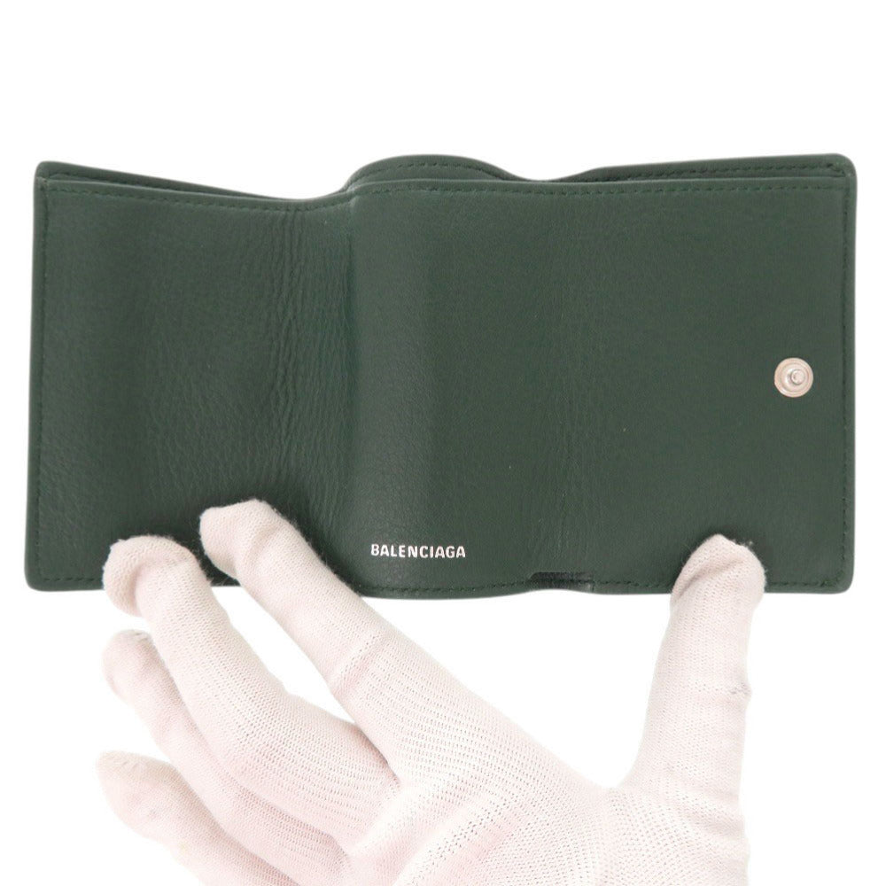 BALENCIAGA Tri-fold wallet 391446 leather green Paper mini wallet