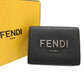 FENDI Tri-fold wallet 7M0280 leather black Compact wallet signature logo mens Used Authentic