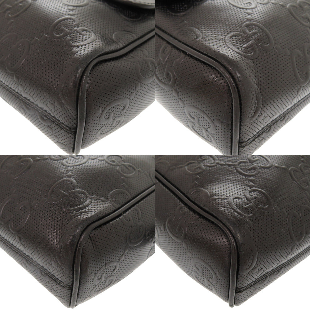 GUCCI Shoulder Bag 658565 leather black GG emboss