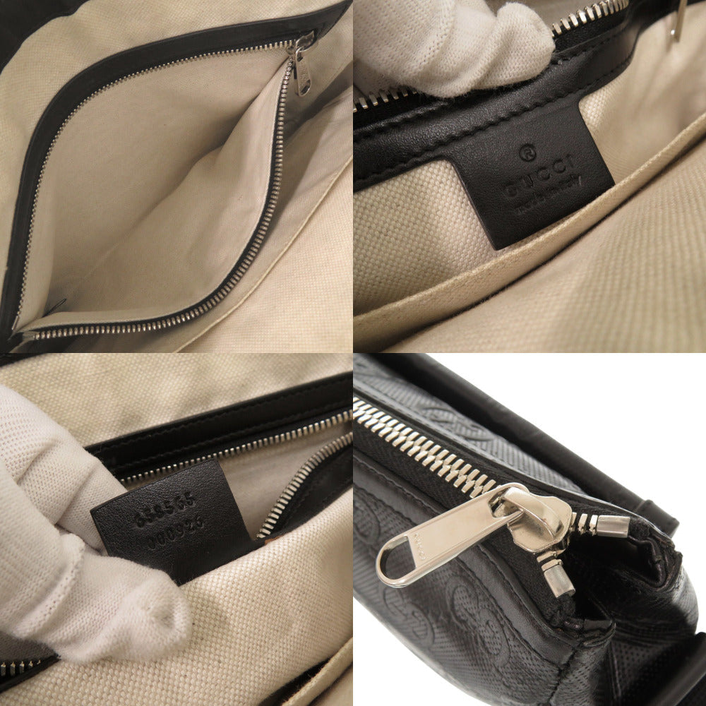 GUCCI Shoulder Bag 658565 leather black GG emboss