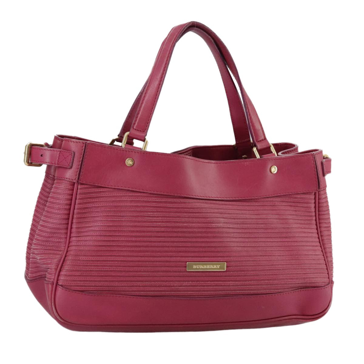 BURBERRY Blue Label Leather Hand Bag Pink Gold