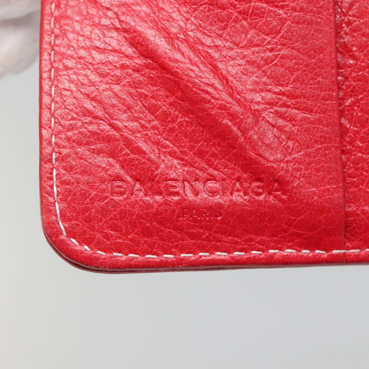BALENCIAGA Bifold Wallet Leather Multicolor Red Silver