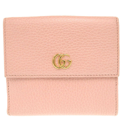 GUCCI Bifold Wallet 456122 leather pink GG Marmont Women Used Authentic