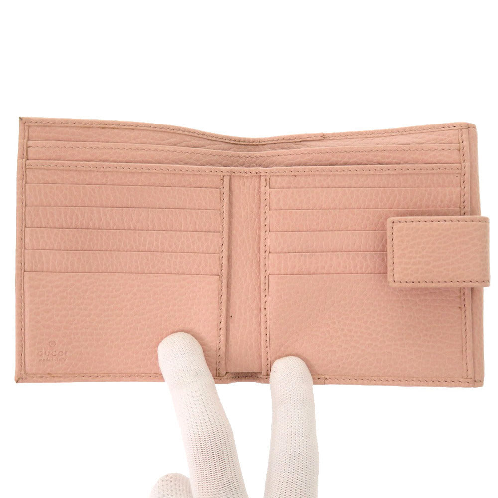 GUCCI Bifold Wallet 456122 leather pink GG Marmont Women Used Authentic