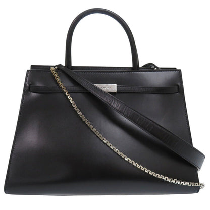 GIVENCHY Handbag leather black 1952 Top Handle Bag Women Used Authentic