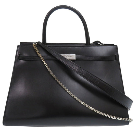 GIVENCHY Handbag leather black 1952 Top Handle Bag Women Used Authentic